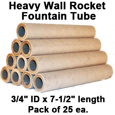 1 pound (3/4" ID) rocket\fountain tube, 7-1/2" length - Pack of 25 ea.